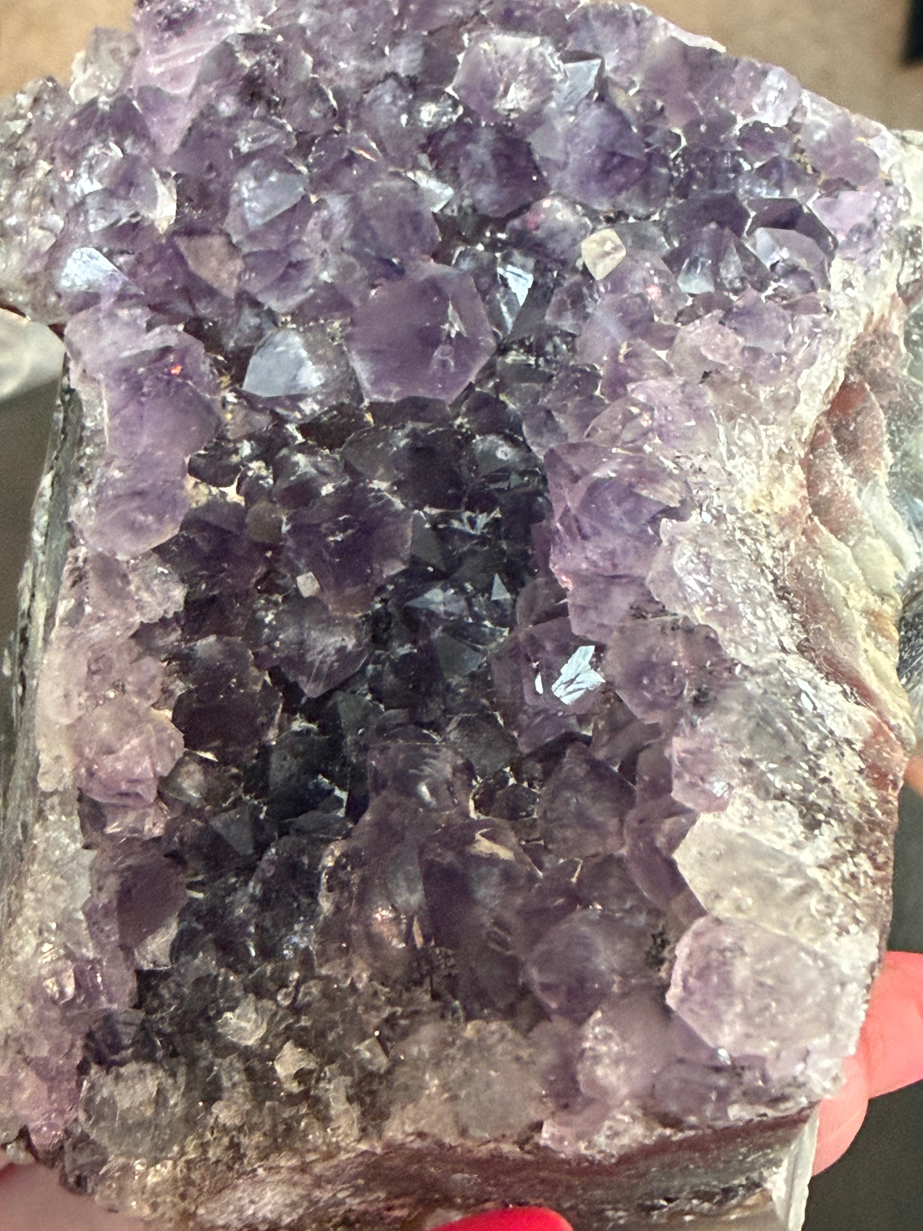 Brazilian Amethyst Cluster on Metal Stand - Natural Crystal Display 12.5 oz