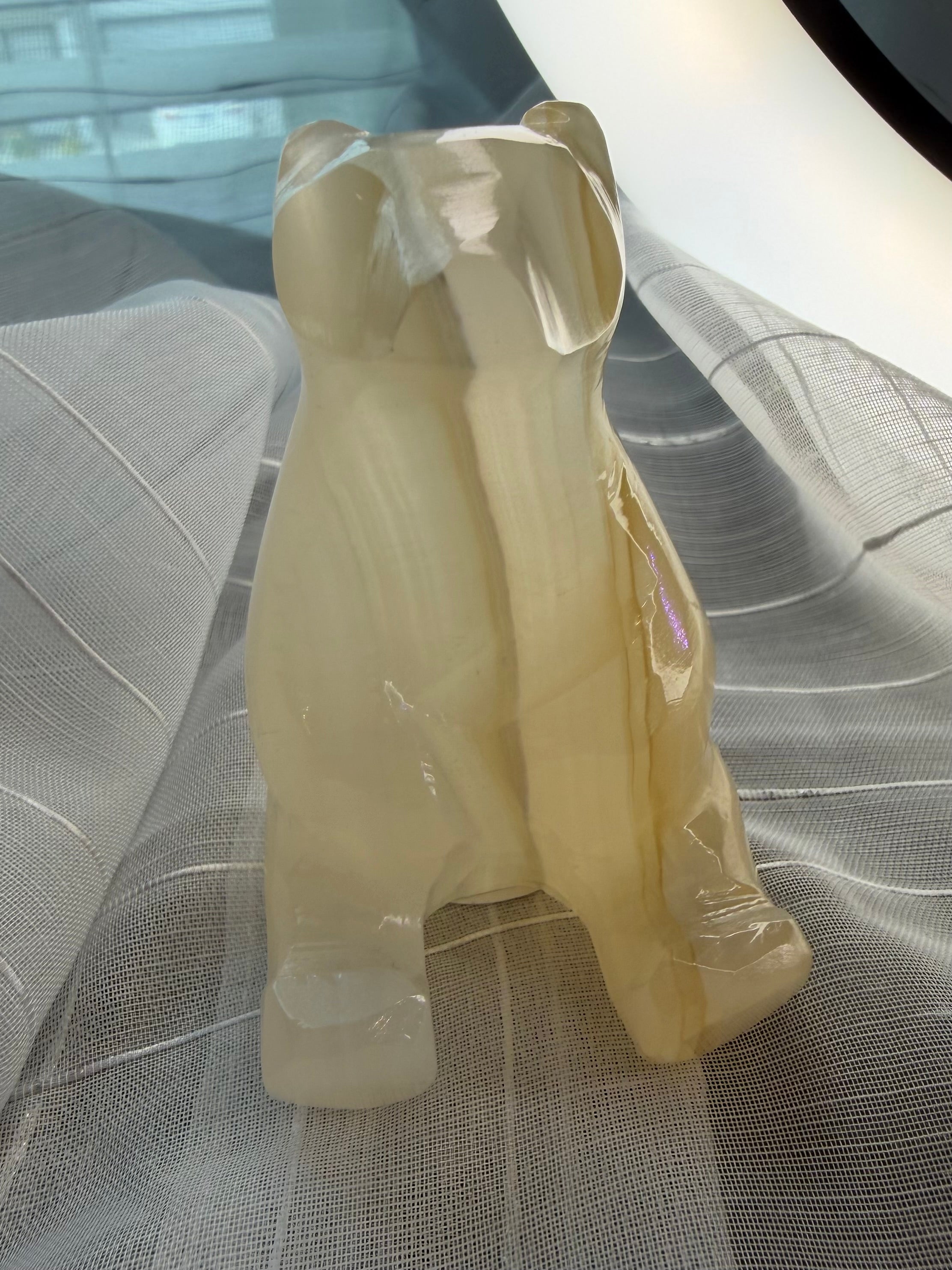 Hand Carved Amber Onyx Polar Bear from Mexico - UV Reactive Stone Figurine