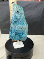 Raw Blue Apatite Stone on Stand