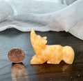 Hand Carved Natural Mexican Orange Calcite Coyote Howling Figurine Mineral Specimen