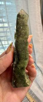 Prehnite Epidote Polished Crystal Tower 3.5" - Green Mineral Specimen