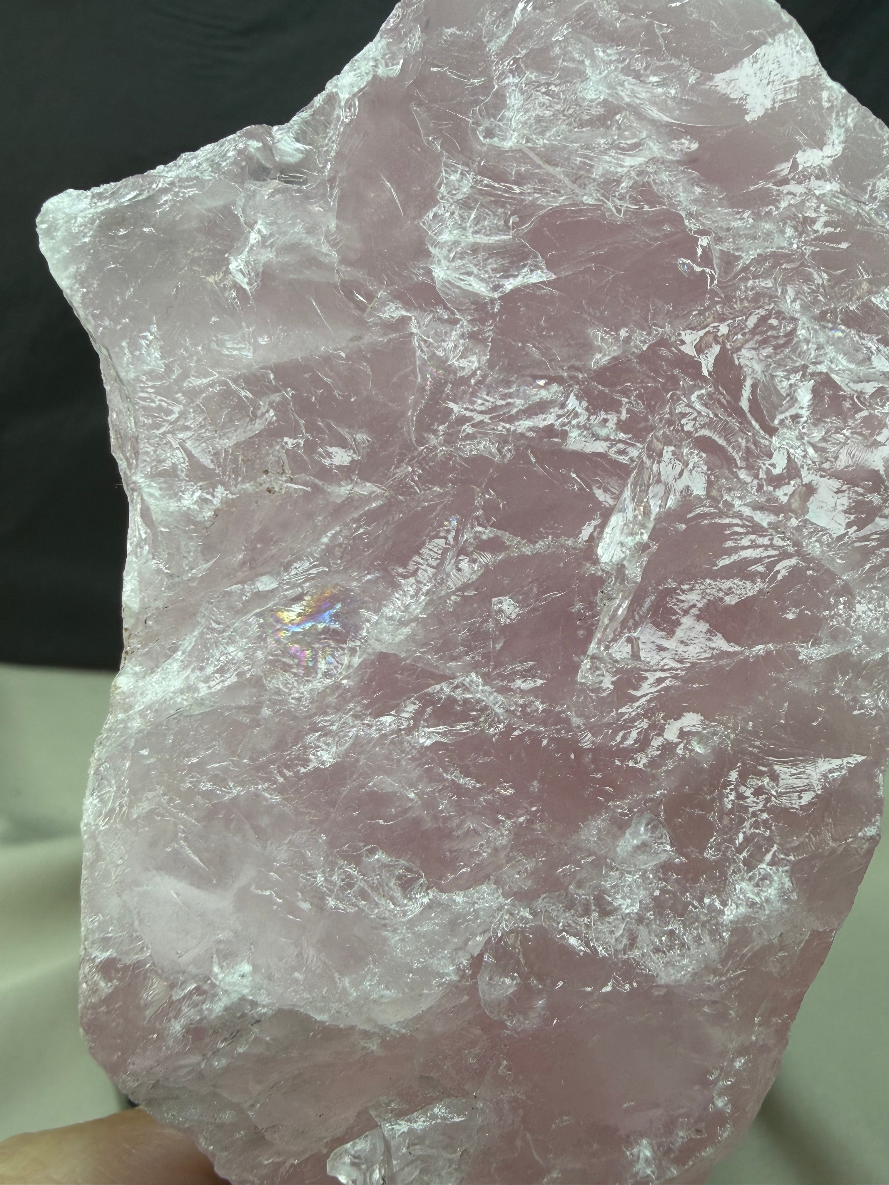 Gemmy Raw Rose Quartz Stone on Metal Stand - Pink Mineral Display Specimen