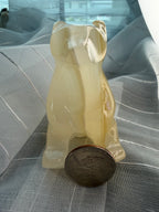 Hand Carved Amber Onyx Polar Bear from Mexico - UV Reactive Stone Figurine
