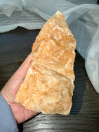 VIBRANT Large Raw Orange Calcite Mineral Specimen - Natural Display Piece