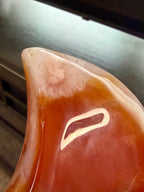 Carnelian Agate Crescent Moon on Stand - Natural Orange Stone 7" Display