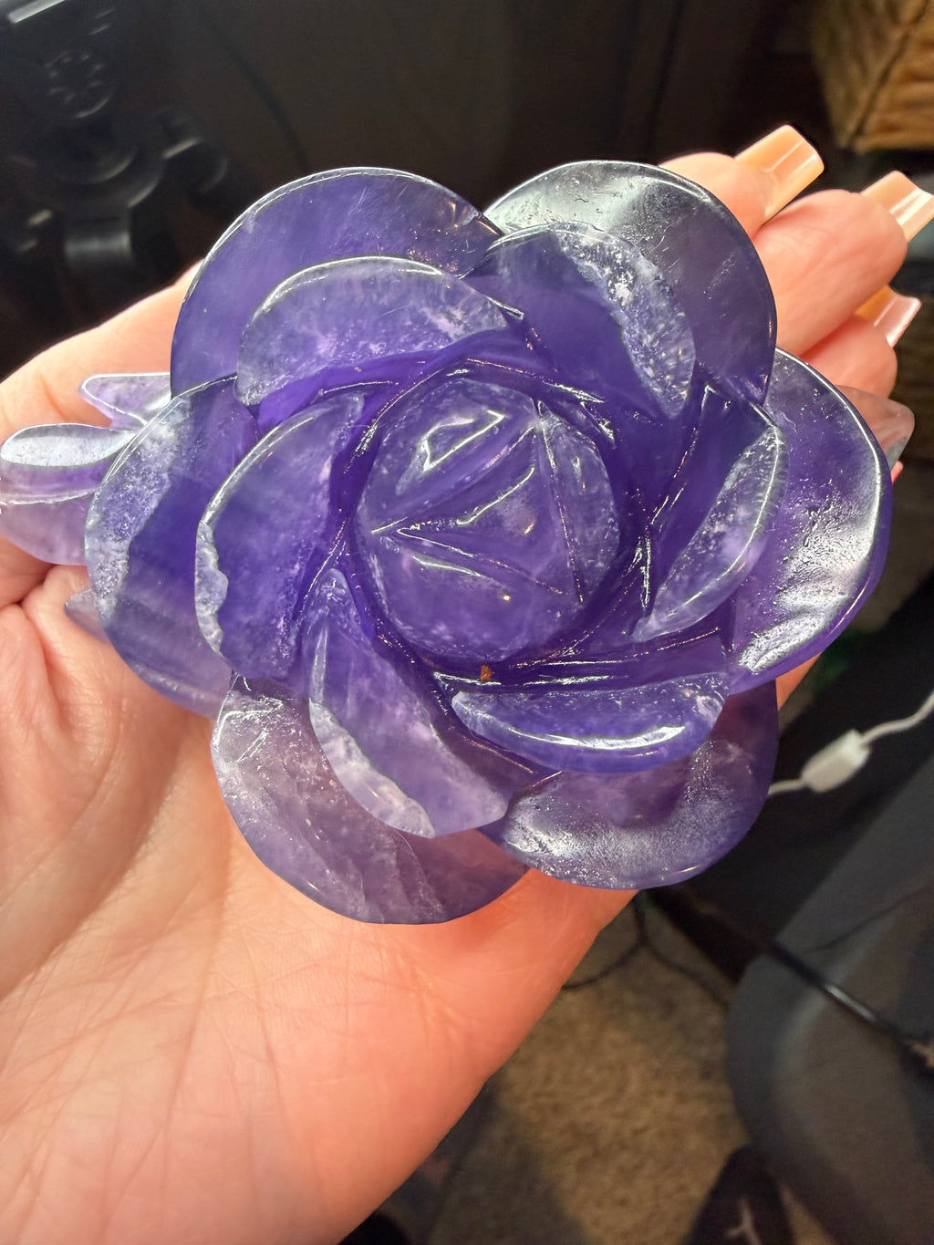 Beautiful Fluorite Rose Carving