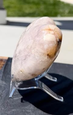 Amazing Large Pink Flower Agate Heart – Druzy Quartz Stone Decor