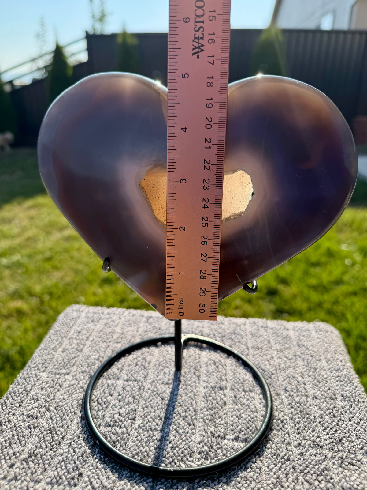Gorgeous XL Druzy Blue Agate Heart on Stand - 2lb 11oz Banded w/ Sparkly Crystal Pocket