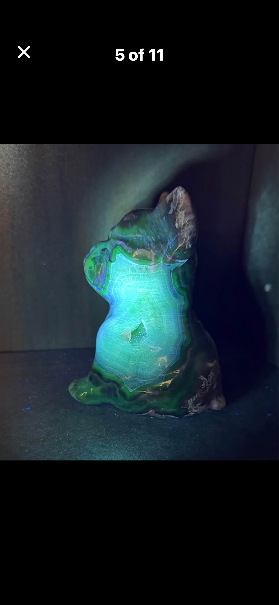 Big Volcano Agate Puppy Crystal Carving (UV Reactive)