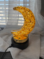 Amber Crystal Moon Lamp - Dimmable