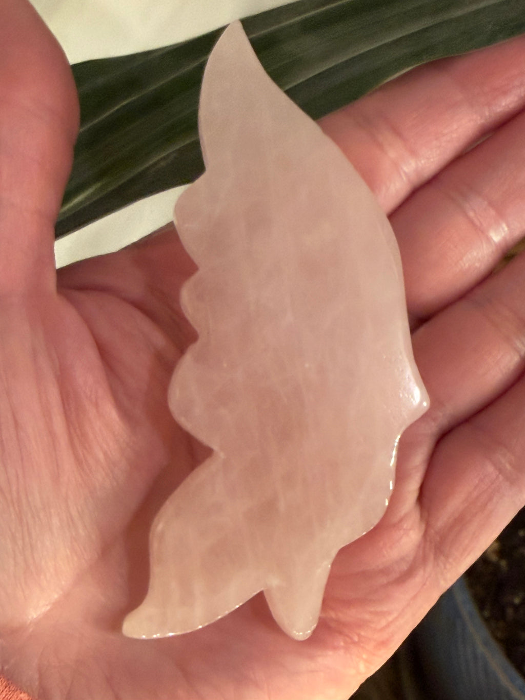 Rose Quartz Butterfly Wings on Metal Stand - Carved Natural Stone Decor