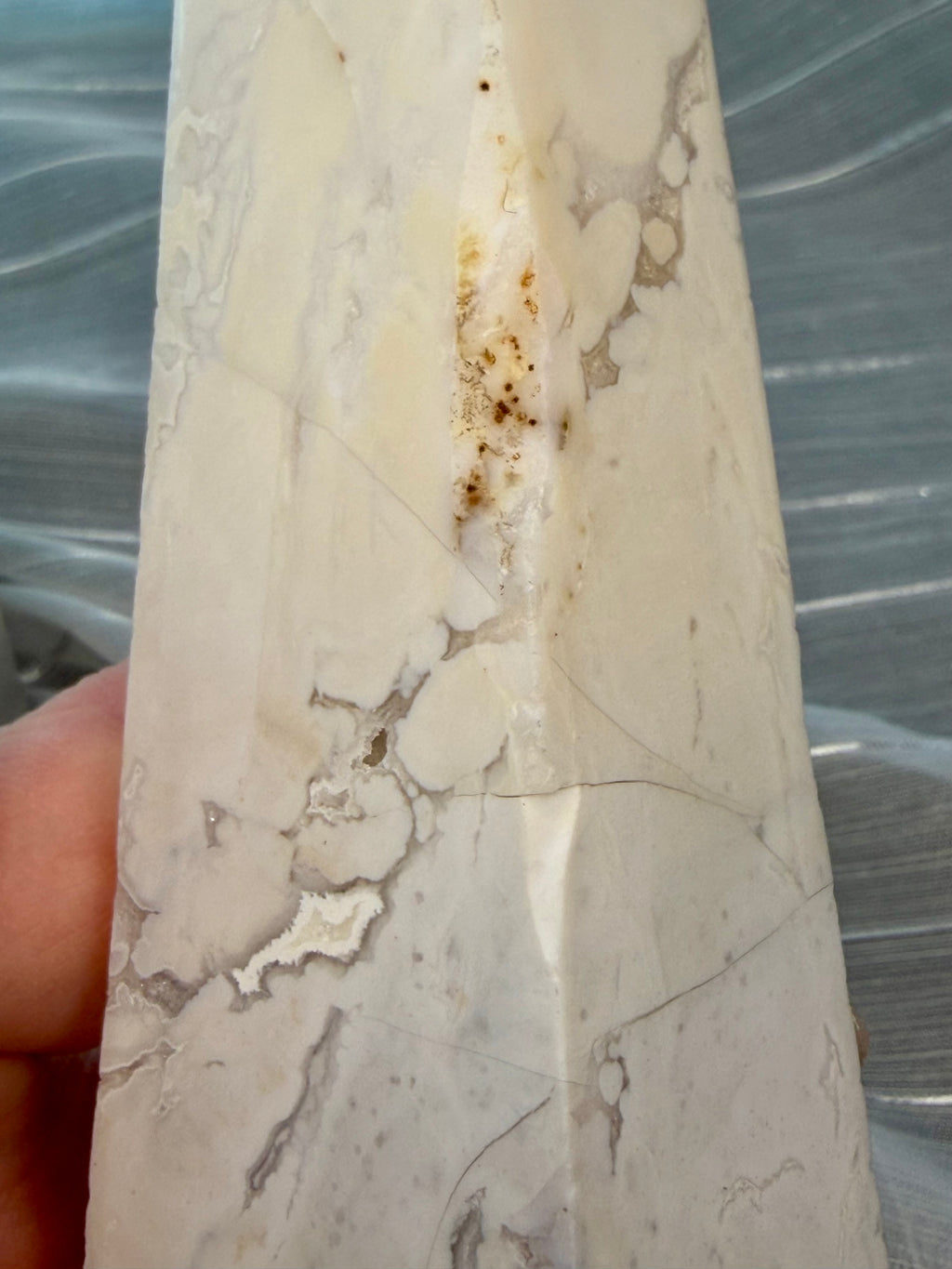 Polished White Druzy
Quartz Tower Obelisk -
Natural Mineral Specimen