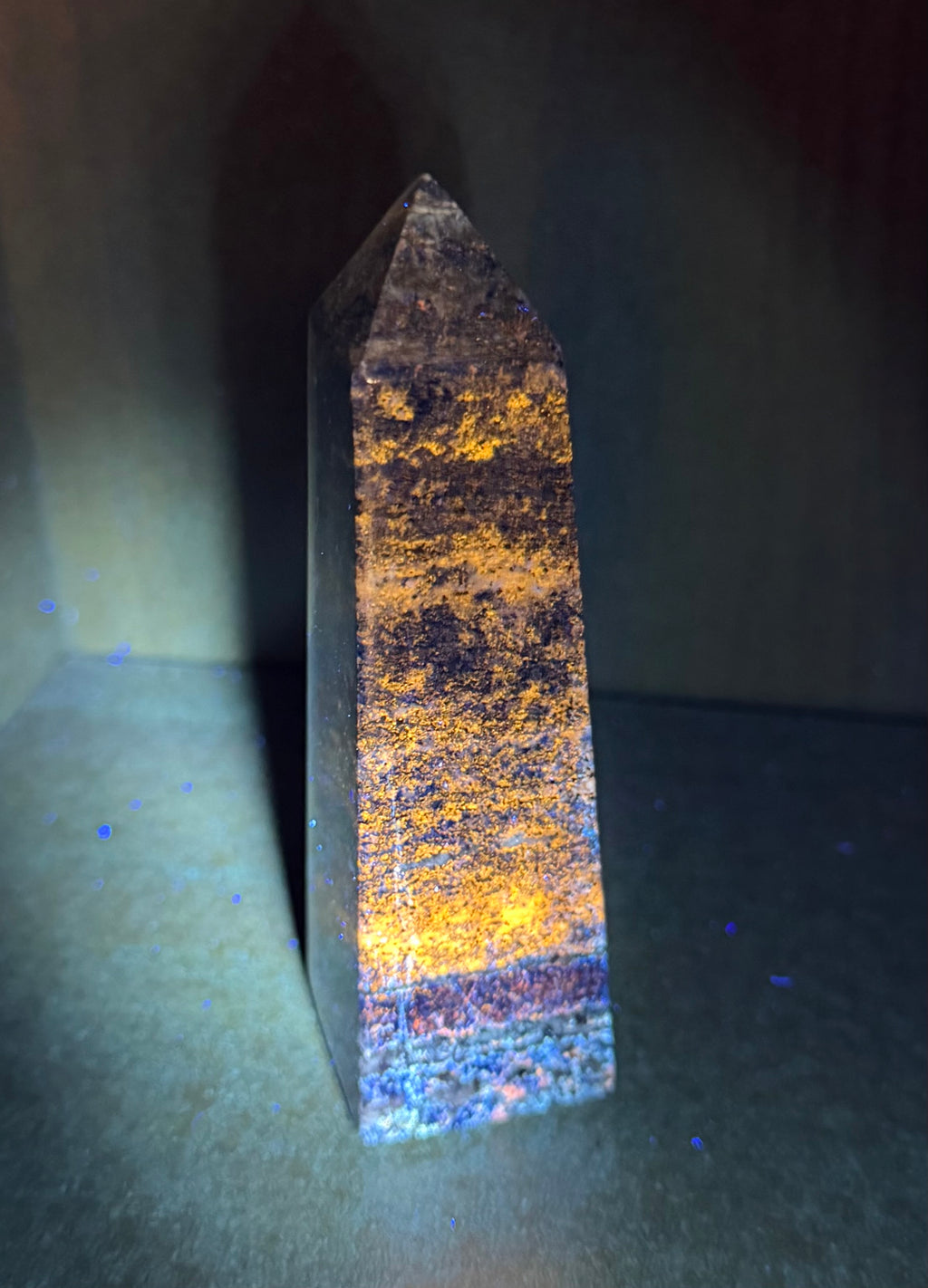 Lapis Lazuli Polished Crystal Tower 4.25" - Deep Blue with Pyrite