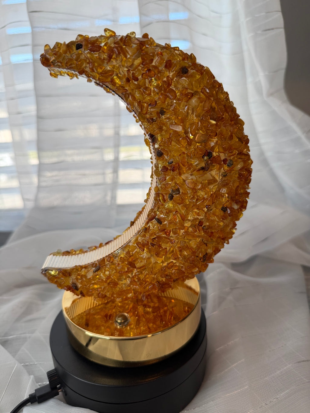 Amber Crystal Moon Lamp - Dimmable