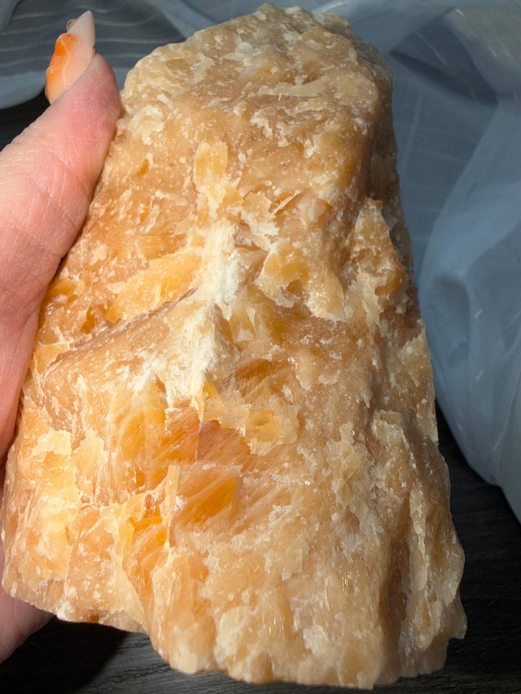 VIBRANT Large Raw Orange Calcite Mineral Specimen - Natural Display Piece