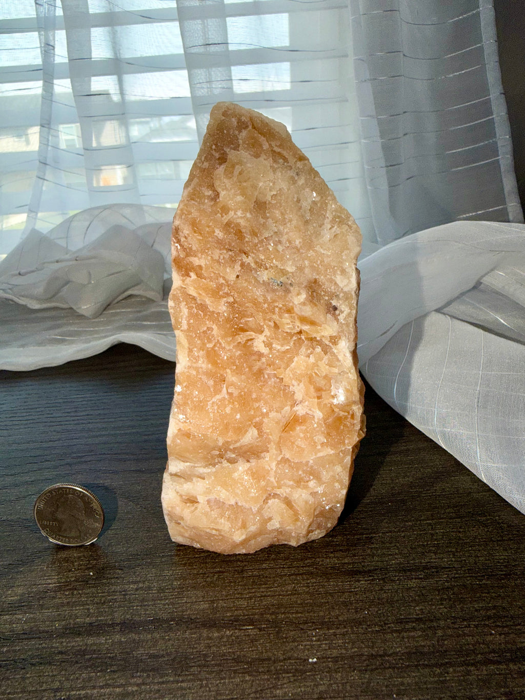 VIBRANT Large Raw Orange Calcite Mineral Specimen - Natural Display Piece