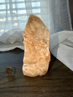 VIBRANT Large Raw Orange Calcite Mineral Specimen - Natural Display Piece