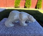 Large Mexican Onyx Hand Carved Bear Figurine 6.3" - Banded Stone Sculpture