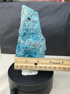 Raw Blue Apatite Stone on Stand