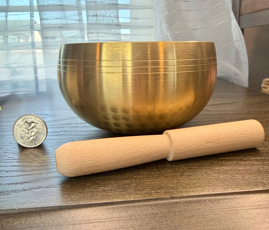 12cm Brass Singing Bowl + Wood Striker - New Sound Bowl Set