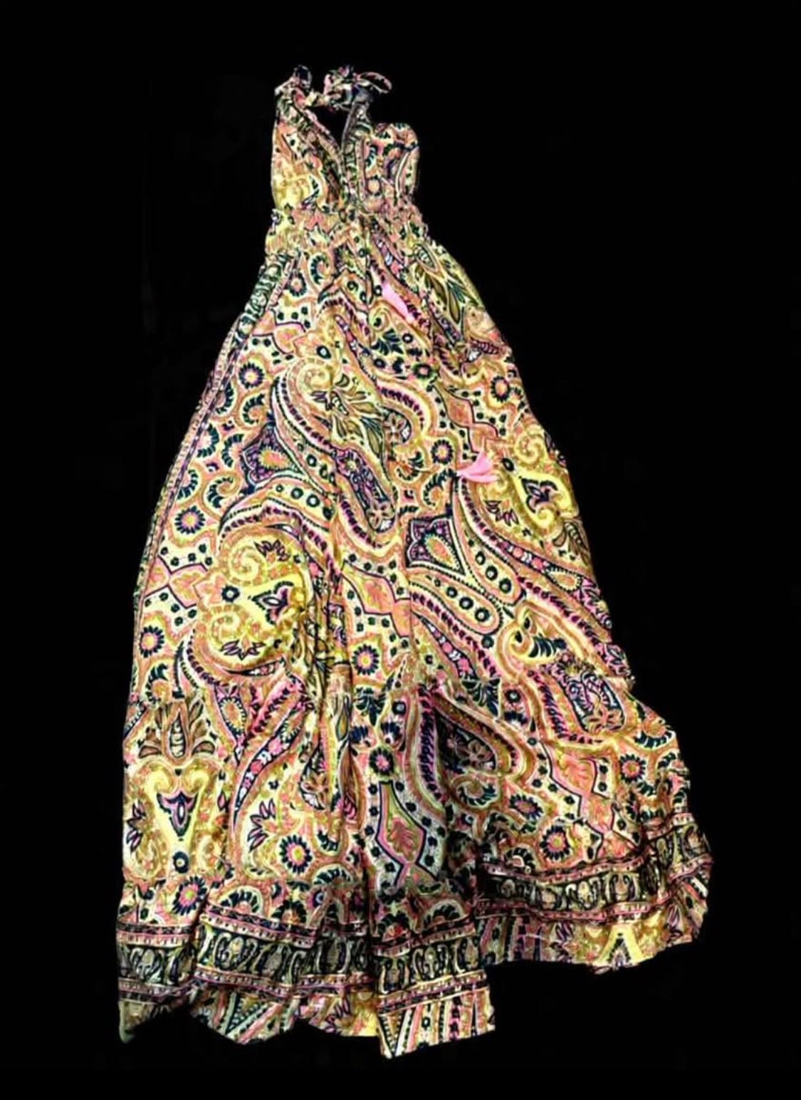 New with Tags Boho Halter Maxi Dress – Paisley Print with Tassels