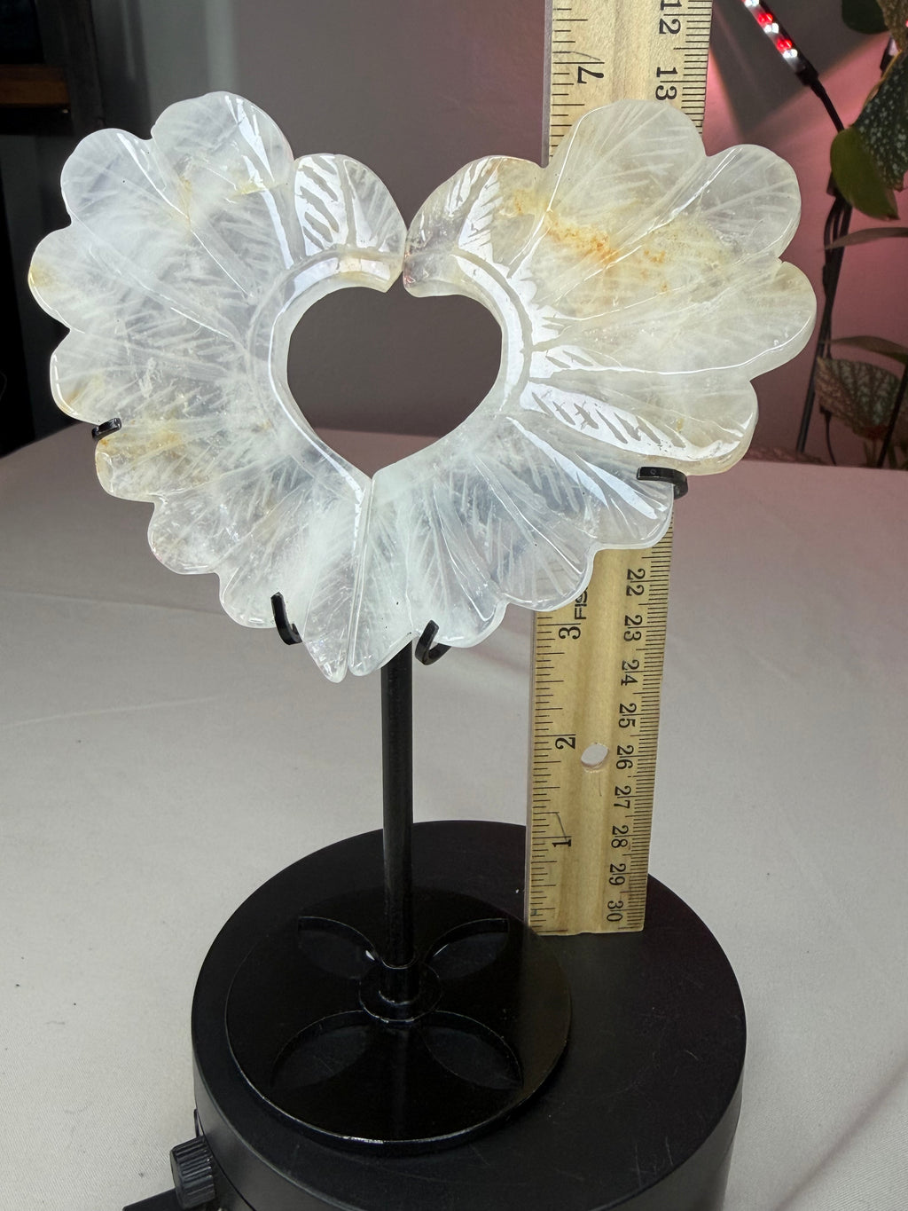 Hematoid Quartz Carved Wings on Stand