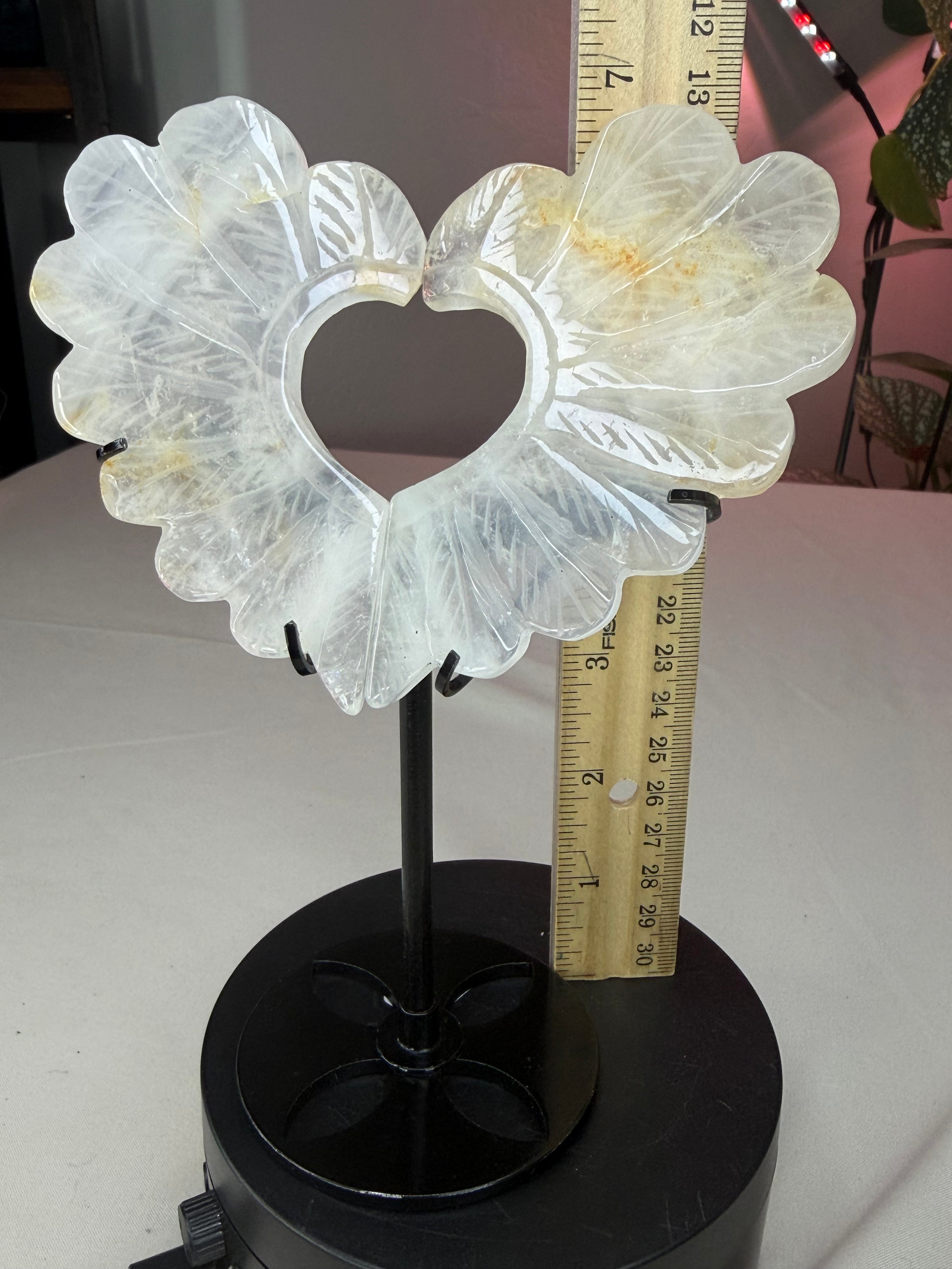 Hematoid Quartz Carved Wings on Stand