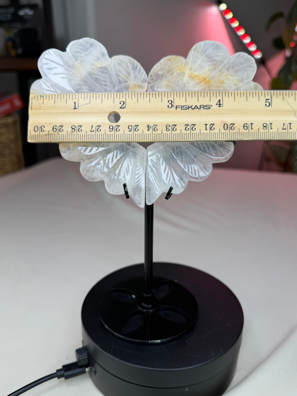 Hematoid Quartz Carved Wings on Stand