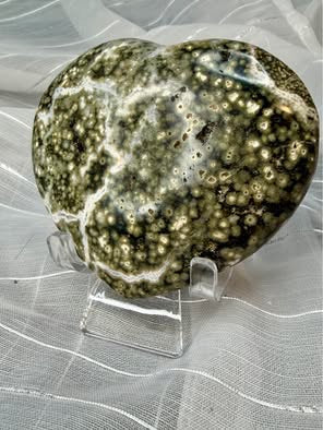 Large Ocean Jasper Heart Shaped Stone Display Piece 2.5" x 3"