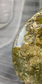 Natural Blue Banded Agate Lamp - Quartz Center with Green Rind