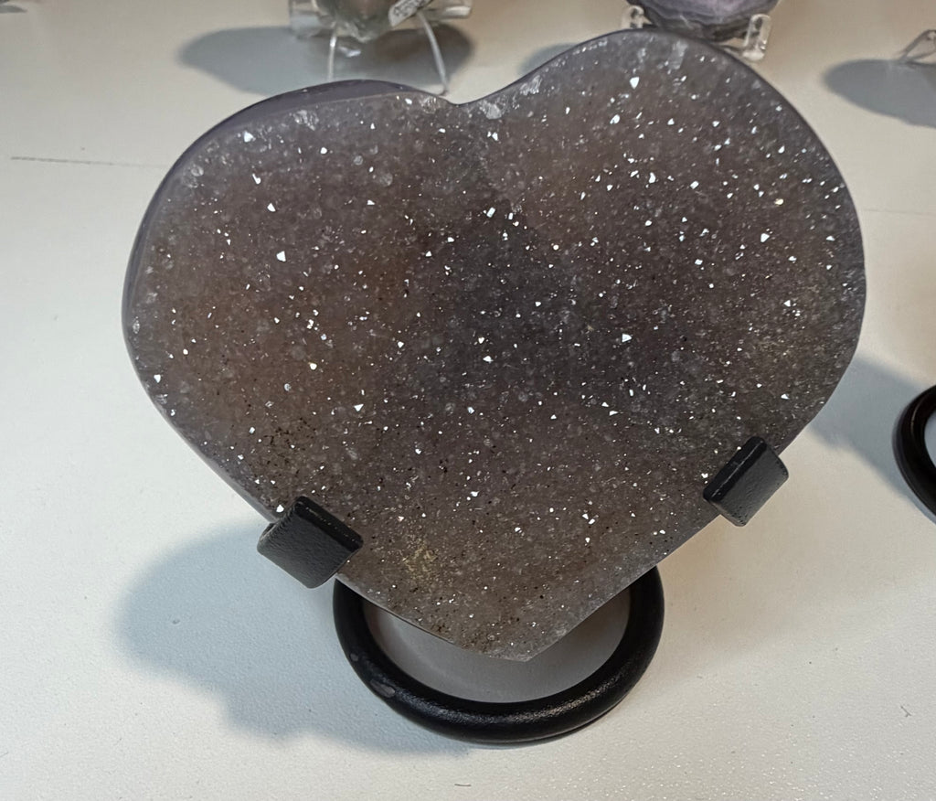 Sparkling Rainbow Amethyst Heart on Stand