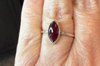 New Sterling Silver 925 Marquise Garnet Stone Ring