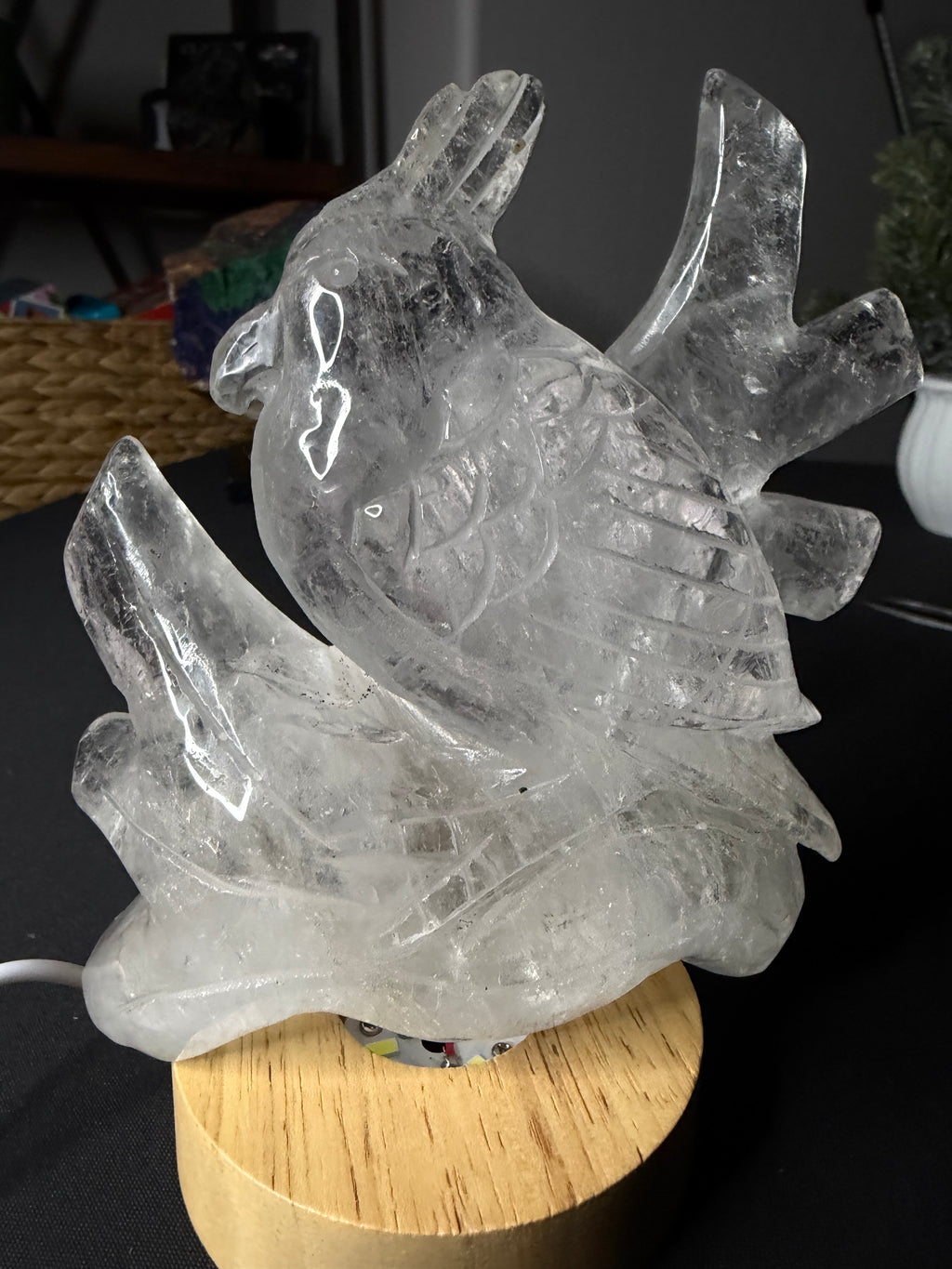 Gorgeous Hand Carved Clear Quartz Bird