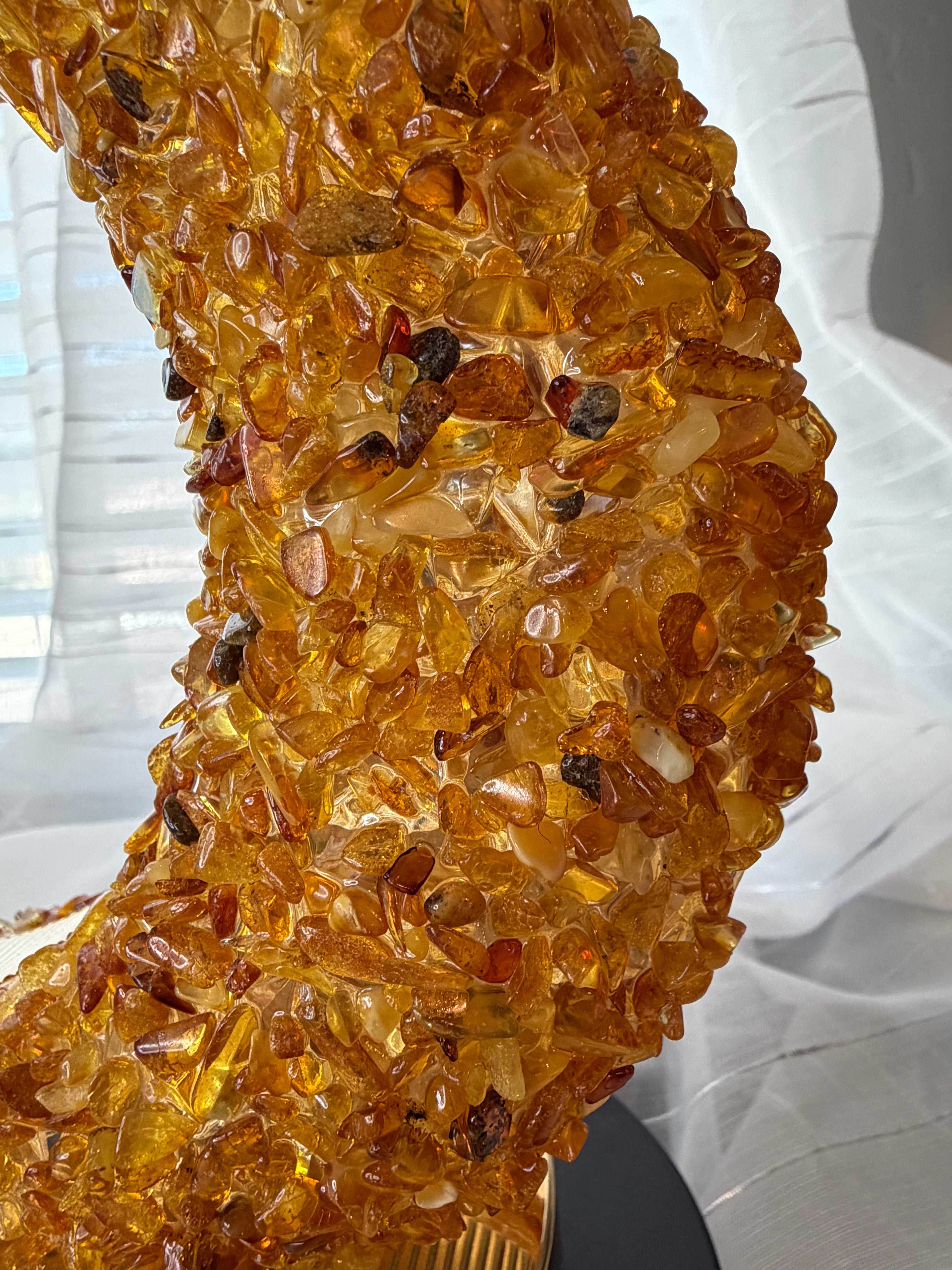 Amber Crystal Moon Lamp - Dimmable