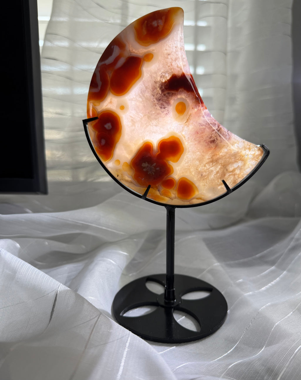 Carnelian Agate Crescent Moon with Stand