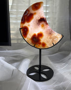 Carnelian Agate Crescent Moon with Stand