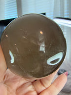 Smoky Quartz Crystal Sphere 61.8mm - Rainbow Inclusions - Natural Stone Home Decor