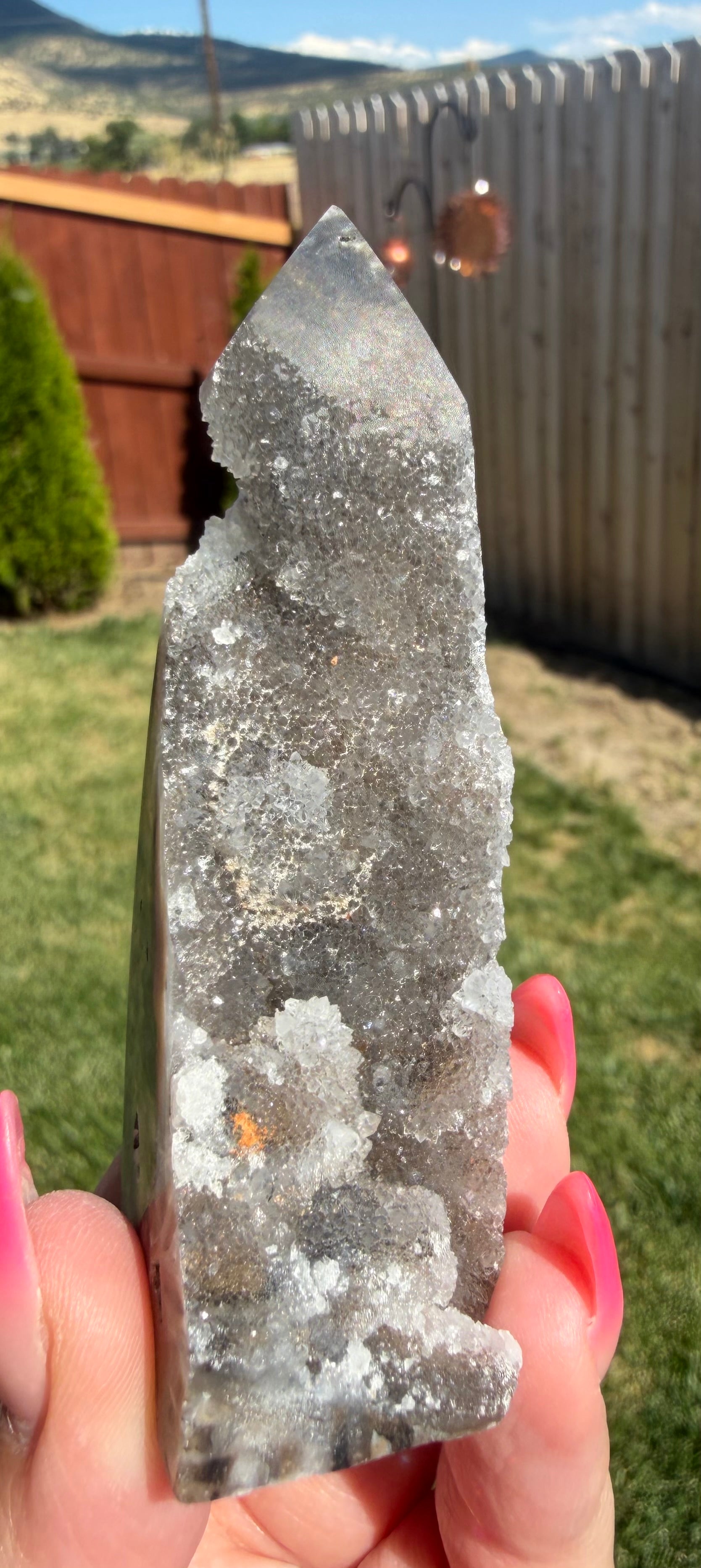 Sphalerite Druzy Tower - Sparkly Crystal Point - 3.25" Tall