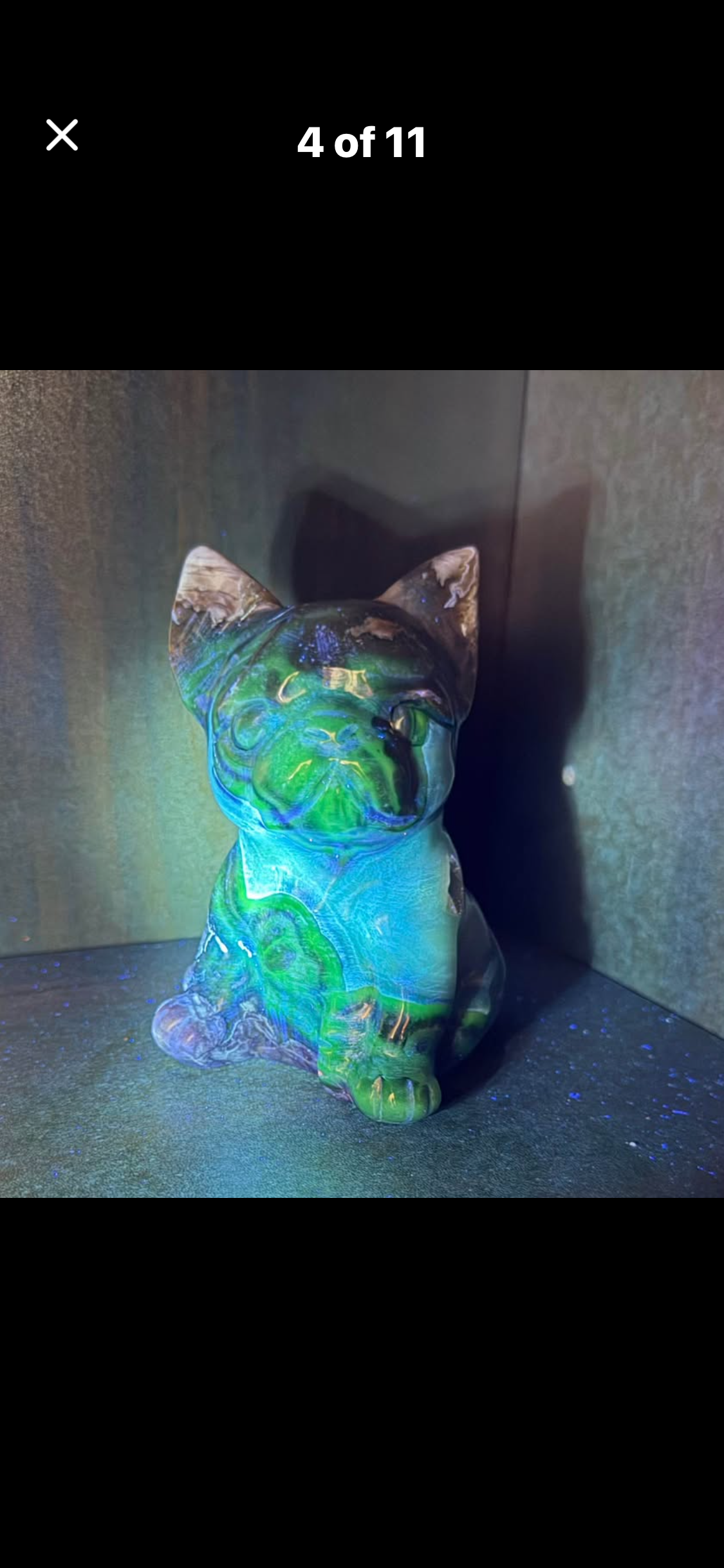 Big Volcano Agate Puppy Crystal Carving (UV Reactive)
