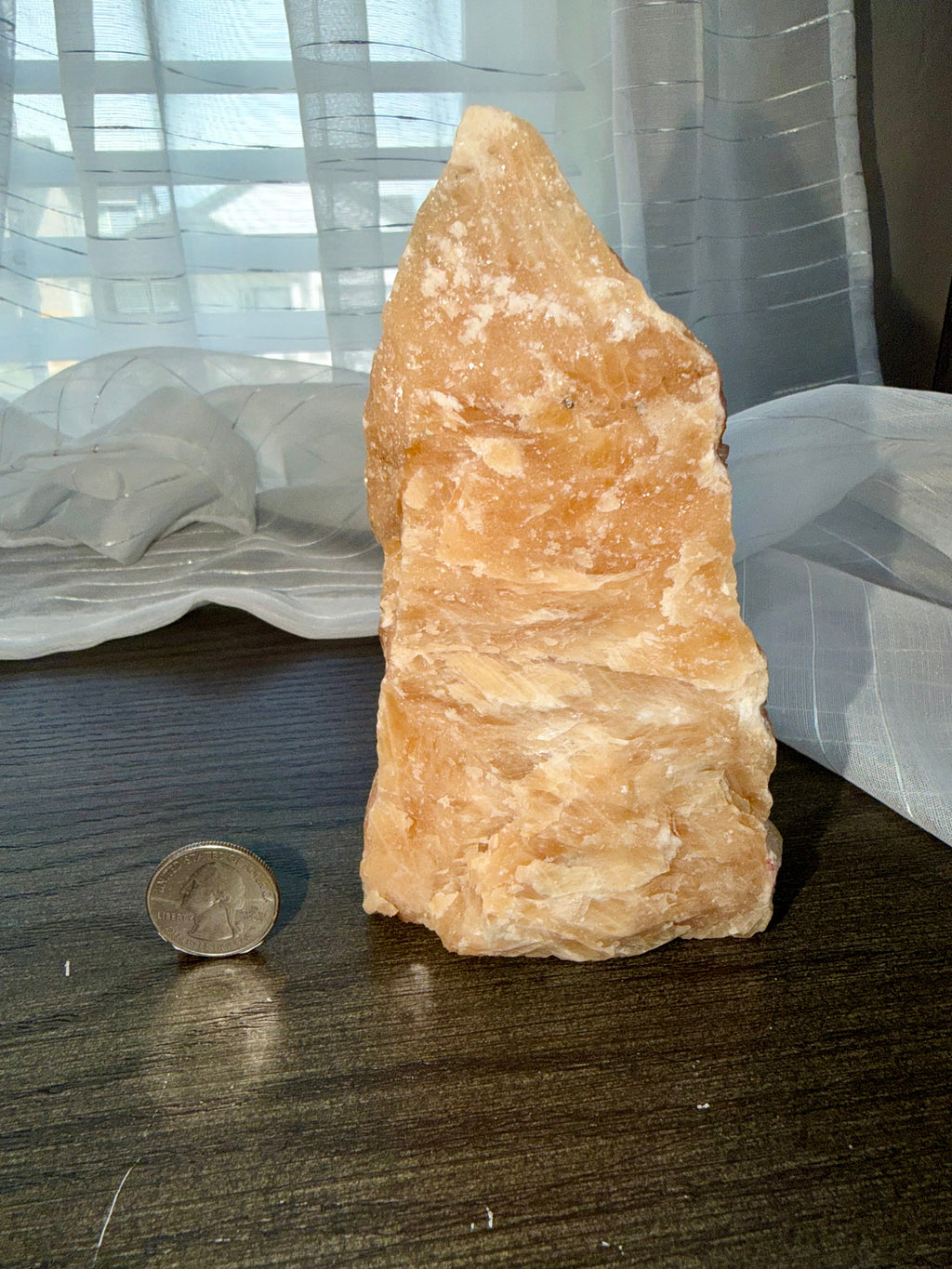 VIBRANT Large Raw Orange Calcite Mineral Specimen - Natural Display Piece