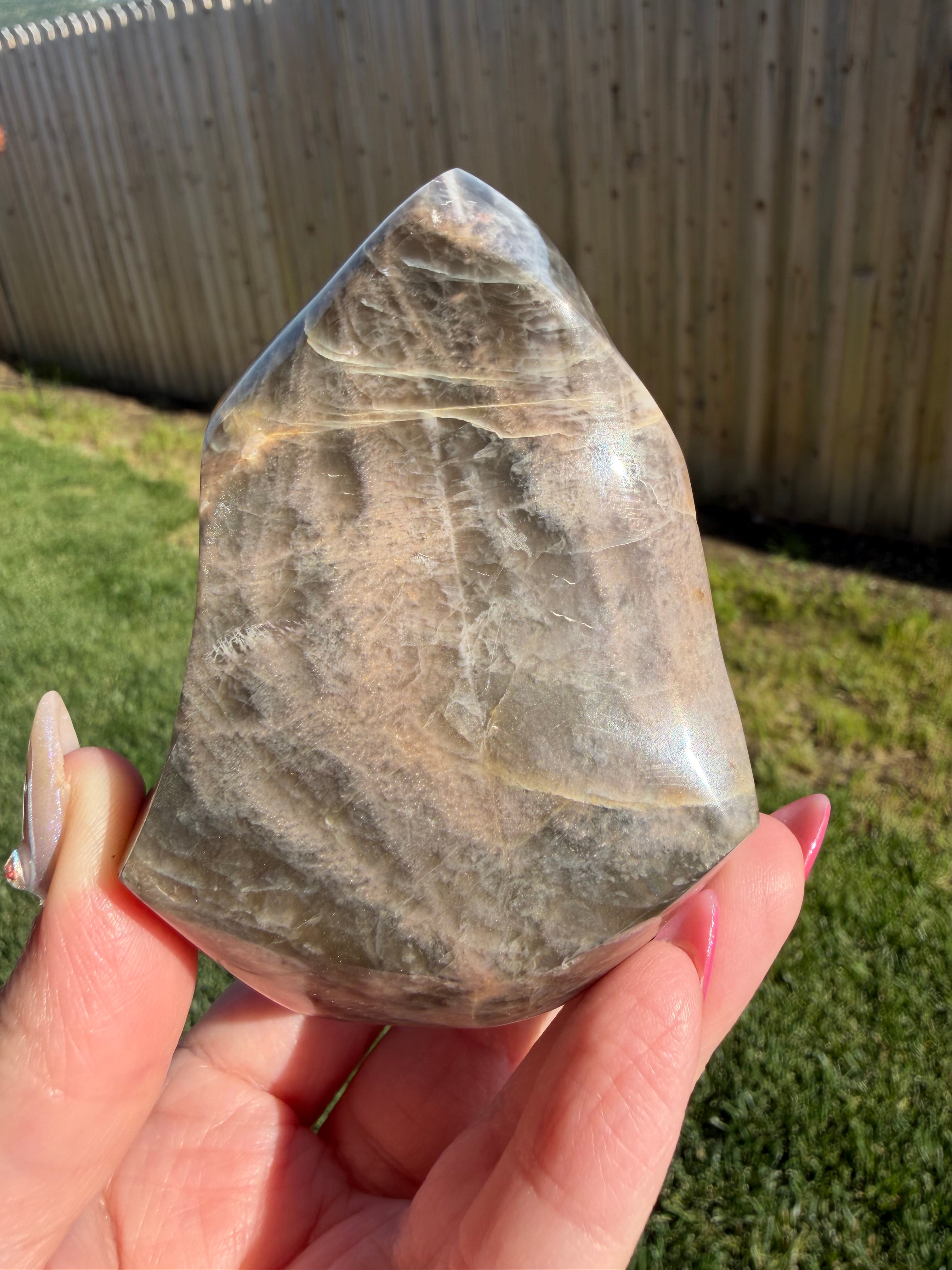 Black Moonstone Flame with Silver Flash