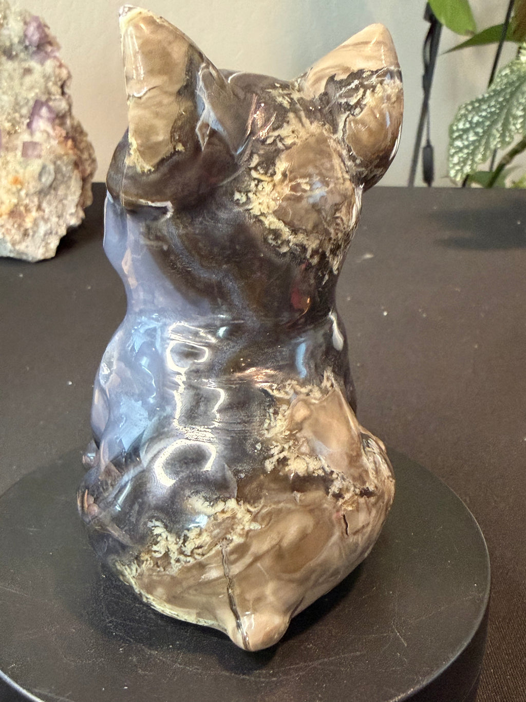 Big Volcano Agate Puppy Crystal Carving (UV Reactive)