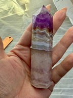 Amethyst Banded Agate Crystal Tower 3.25" - Polished Stone Point