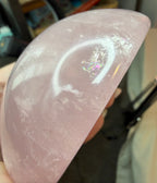 Large Rose Quartz Half Sphere Stone - Polished Pink Dome