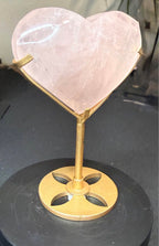 Rose Quartz Puffy Heart Crystal with Stand