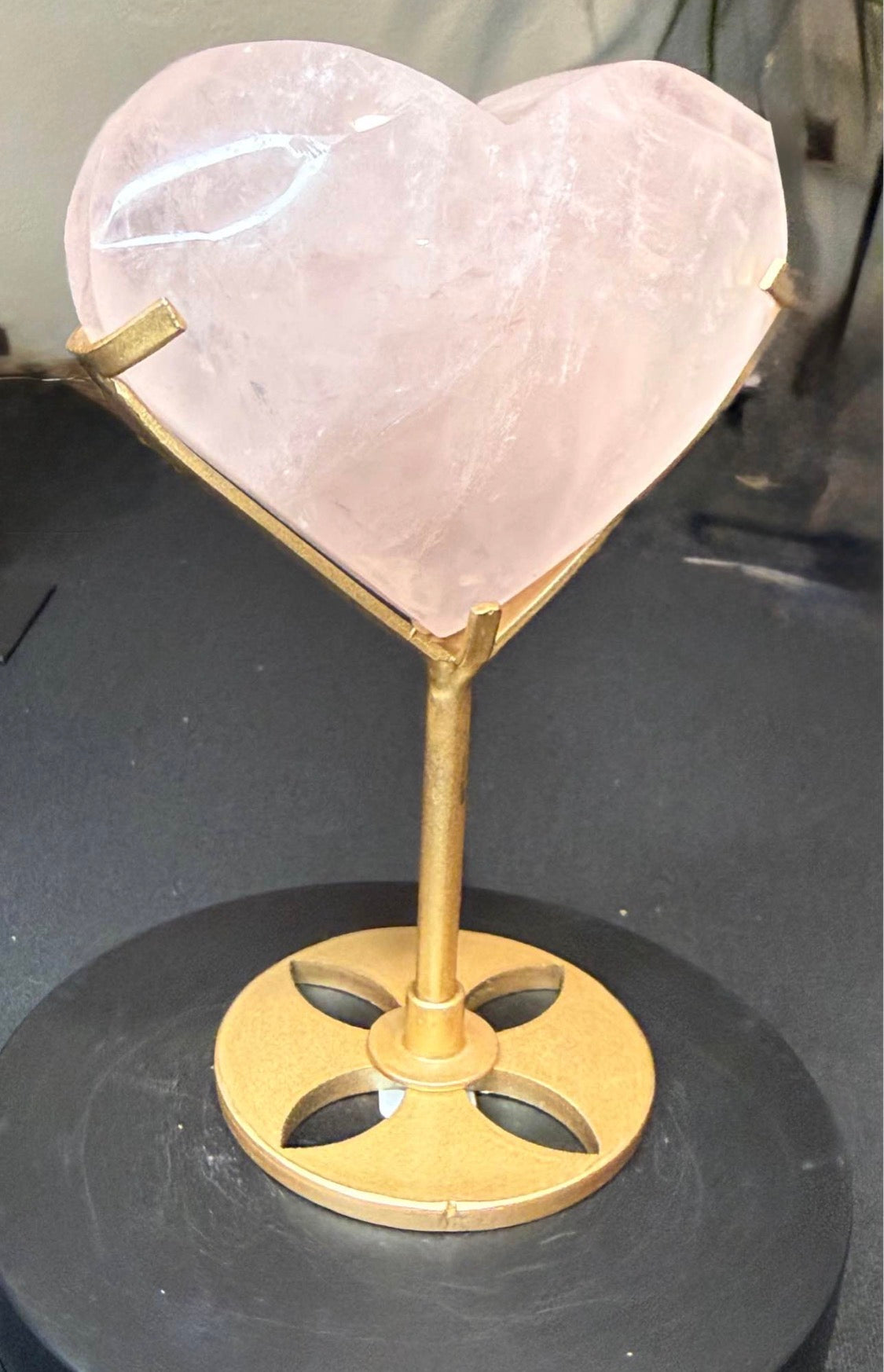Rose Quartz Puffy Heart Crystal with Stand