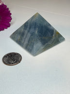 Imperfect Blue Onyx Pyramid - Natural Banded Stone Carving for Home Decor