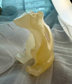 Hand Carved Amber Onyx Polar Bear from Mexico - UV Reactive Stone Figurine