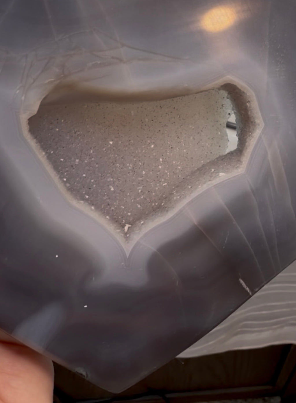 Gorgeous XL Druzy Blue Agate Heart on Stand - 2lb 11oz Banded w/ Sparkly Crystal Pocket