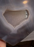 Gorgeous XL Druzy Blue Agate Heart on Stand - 2lb 11oz Banded w/ Sparkly Crystal Pocket